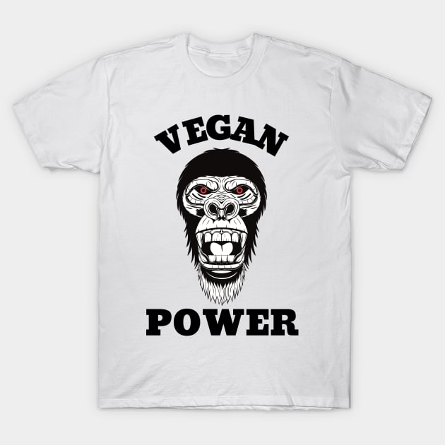 Vegan Power Workout, Gorilla Head T-Shirt by micho2591